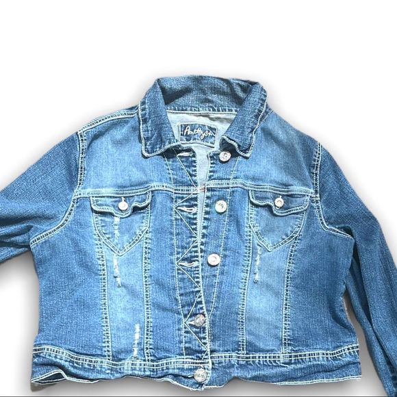 Amethyst Women’s Blue Denim Jacket With Silver Rhinestone Button’s Size 2X - Picture 6 of 14